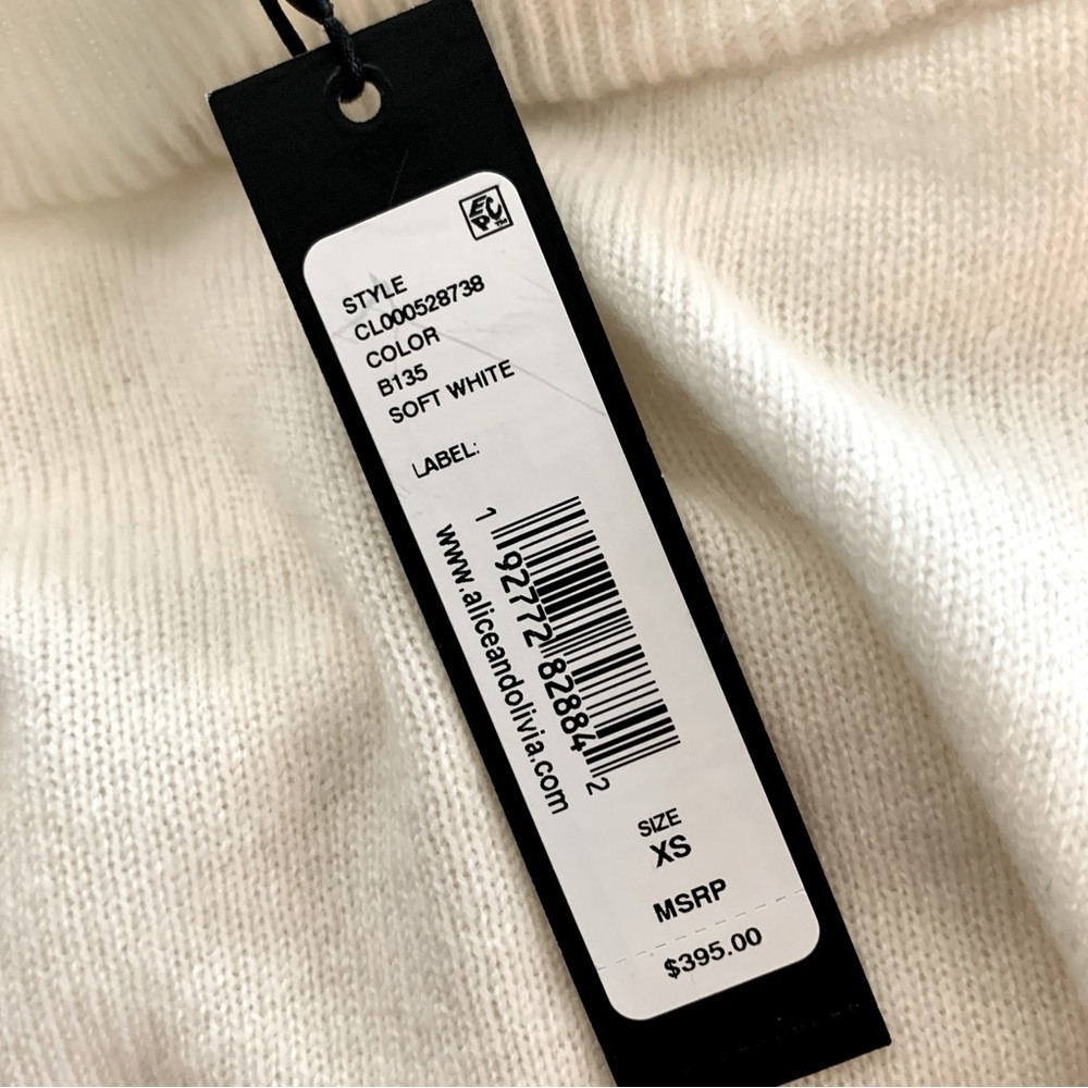 🖤 Alice + Olivia Fila Crewneck Wool Cashmere Pullover Sweater in Soft White - Picture 16 of 16